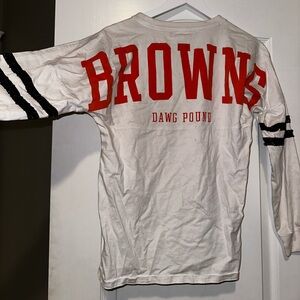 Cleveland Browns Shirt Sequin Long Sleeve Tee Rare VS NFL Collection football